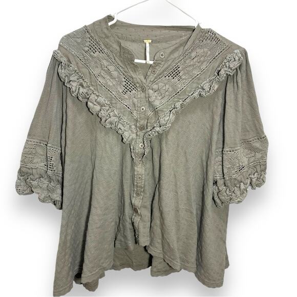 Free People Walk In The Park Ruffle Blouse - Picture 3 of 6